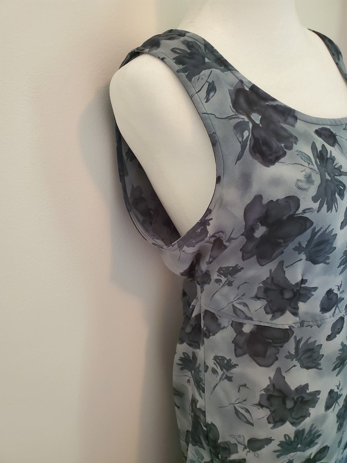 Vintage 90s/00s Westport Ltd Blue Watercolor Sheath Dress Tieback S10 M/L