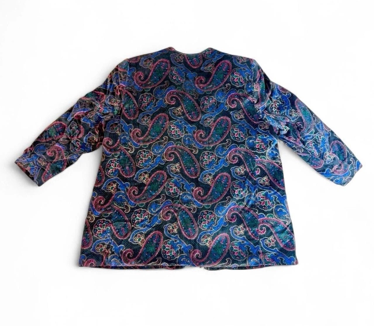 80s Paisley Velvet Koret Blazer with 3/4 Sleeves Size 24W