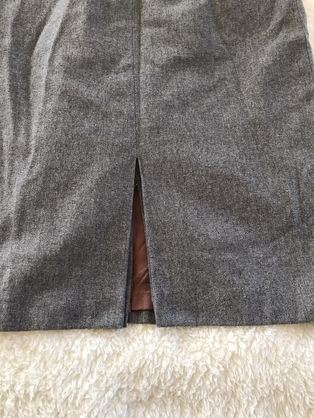 VTG Midi Pencil Skirt Gray Wool Blend Officecore A Line Academia Peabody House