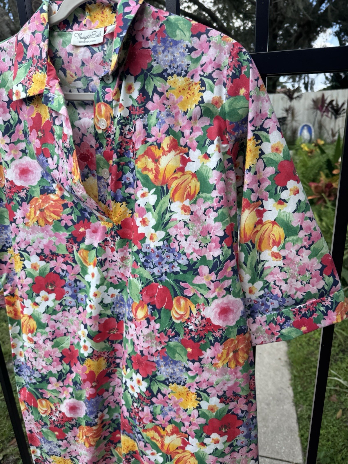 Vintage Dress Margaret Smith Floral 3/4 Sleeves 1970’s Sz 8
