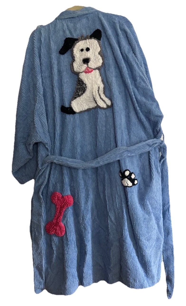 Vintage Canyon Group Doggie Puppy Love Chenille Robe Plus Size 3/4 With Belt