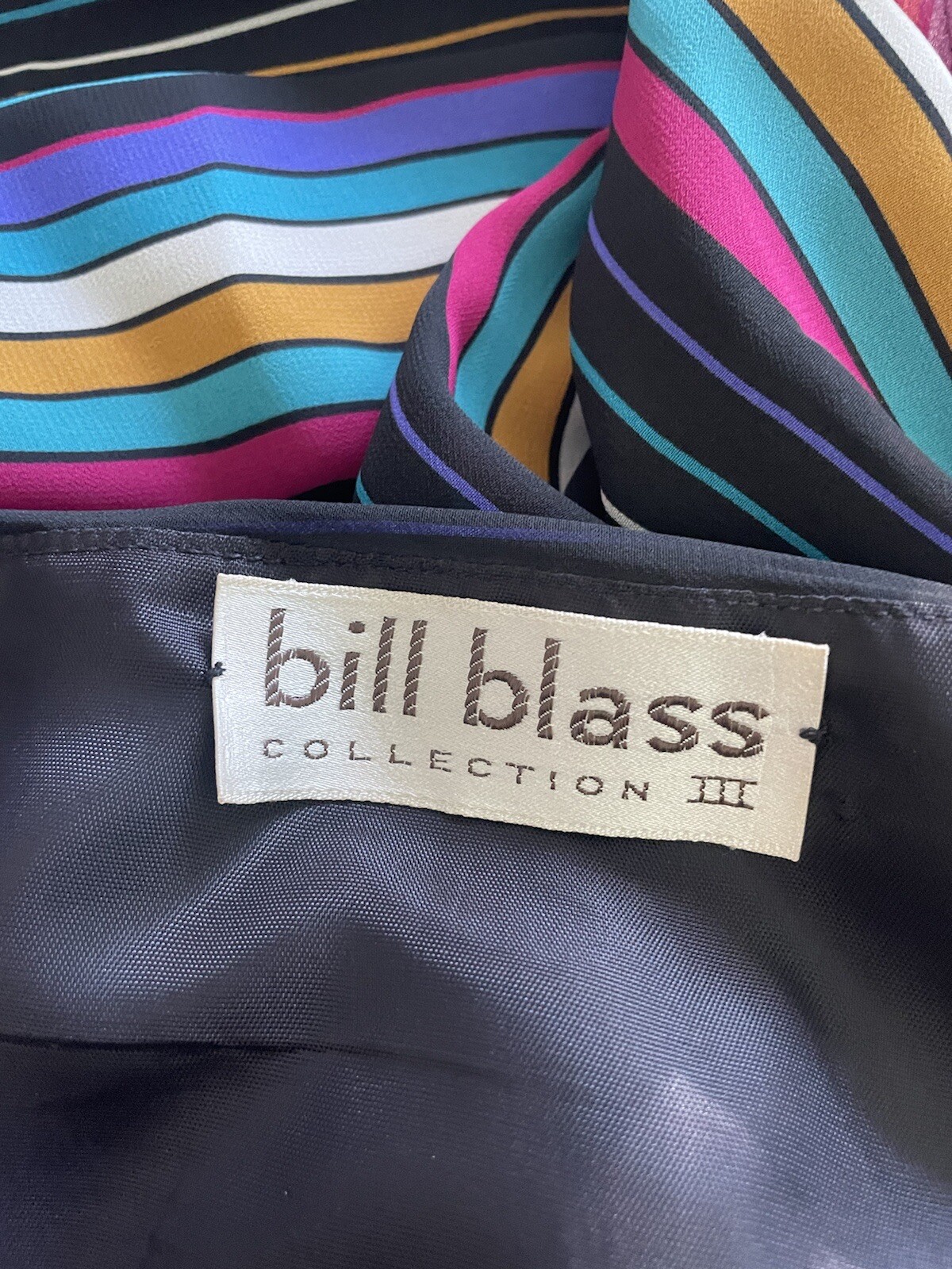 Vintage 70s 80s Bill Blass Dress, S/M Rainbow Striped Maxi