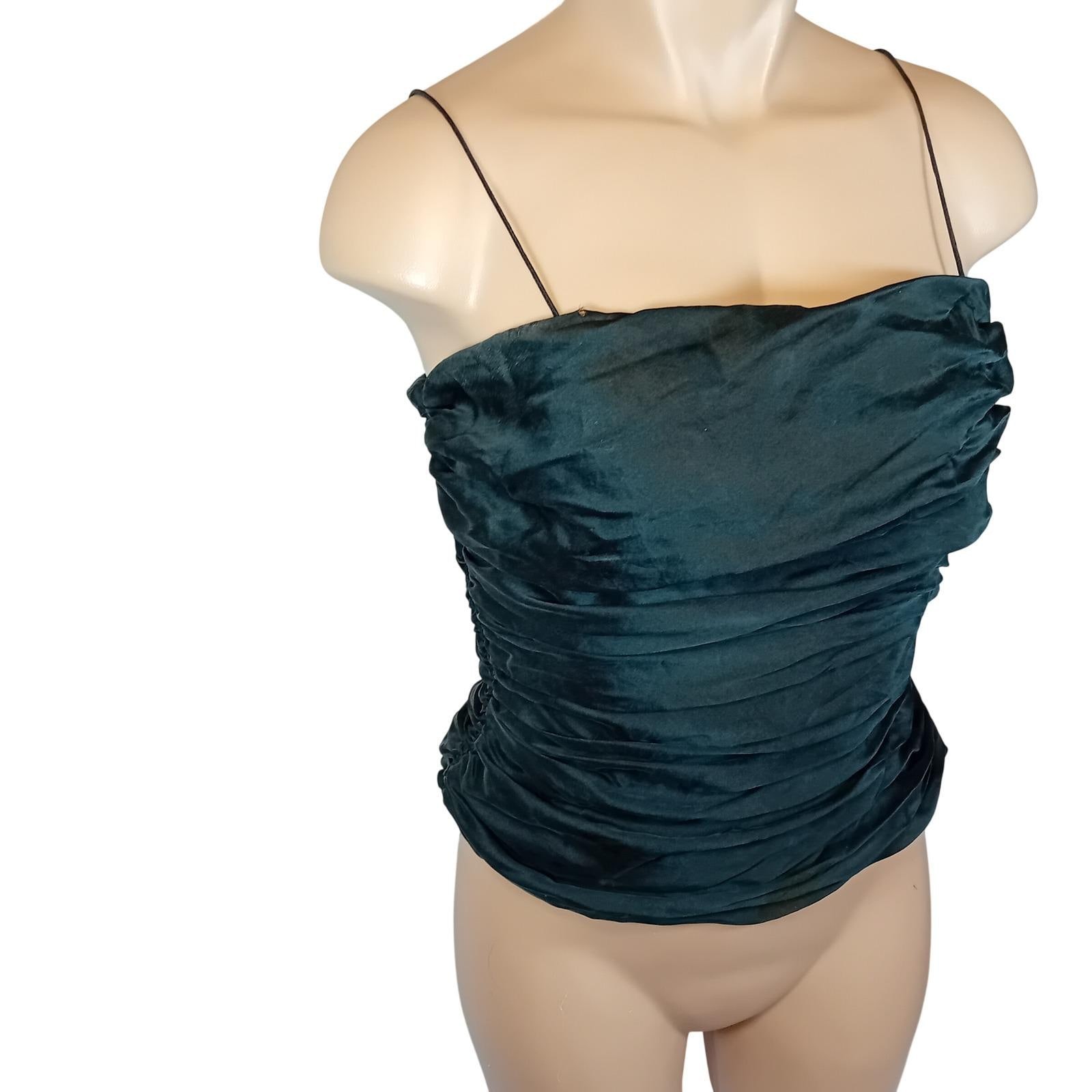 90s Vintage Y2K Lipton’s Ruched Silk Cami Top Cocktail Goth Club Festival 8 READ