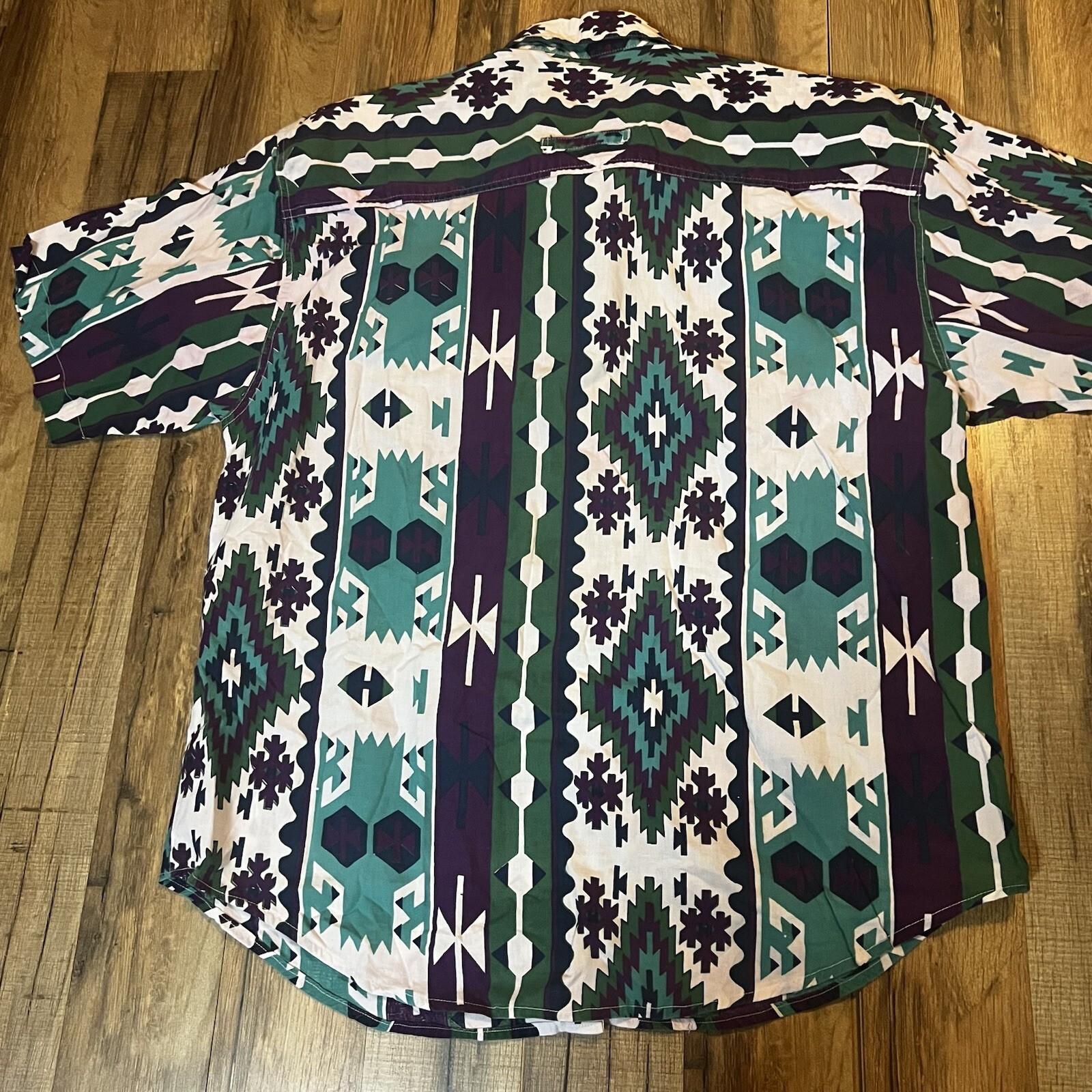 Vtg 90s Aztec Southwest Western Women’s Sz L Button Up Shirt Purple Turquoise