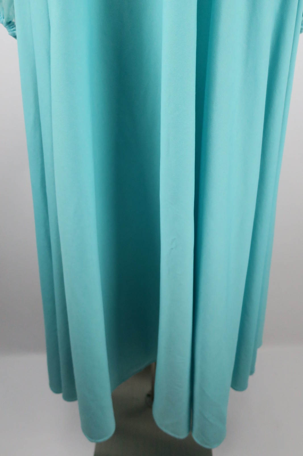 60s Cowl Neck Blue HIPPIE Festival MOD Angel Sleeve House Dress 14 Elegant Miss