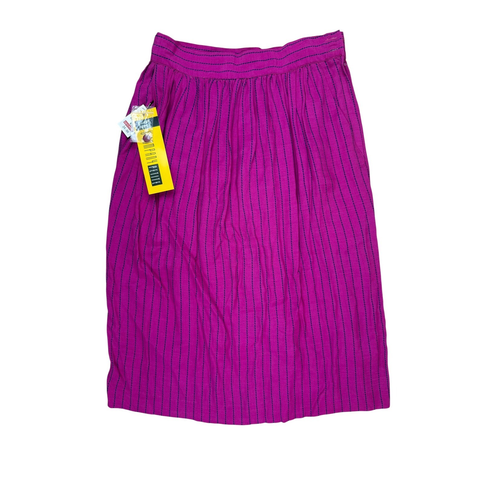 NWT Vintage 90s Midi Skirt Rayon Pinstripe Fuchsia 14P SK & Company