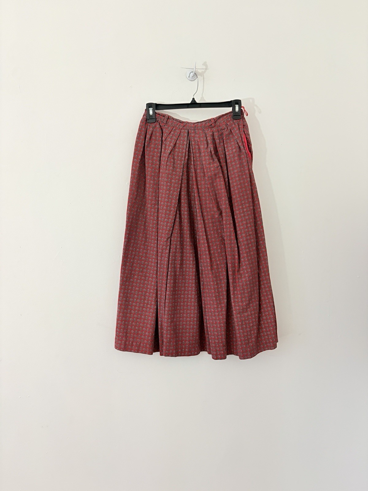 Rare 1950s Lord & Taylor Paisley Cotton Skirt Set Pleated A Line Tailored XS S