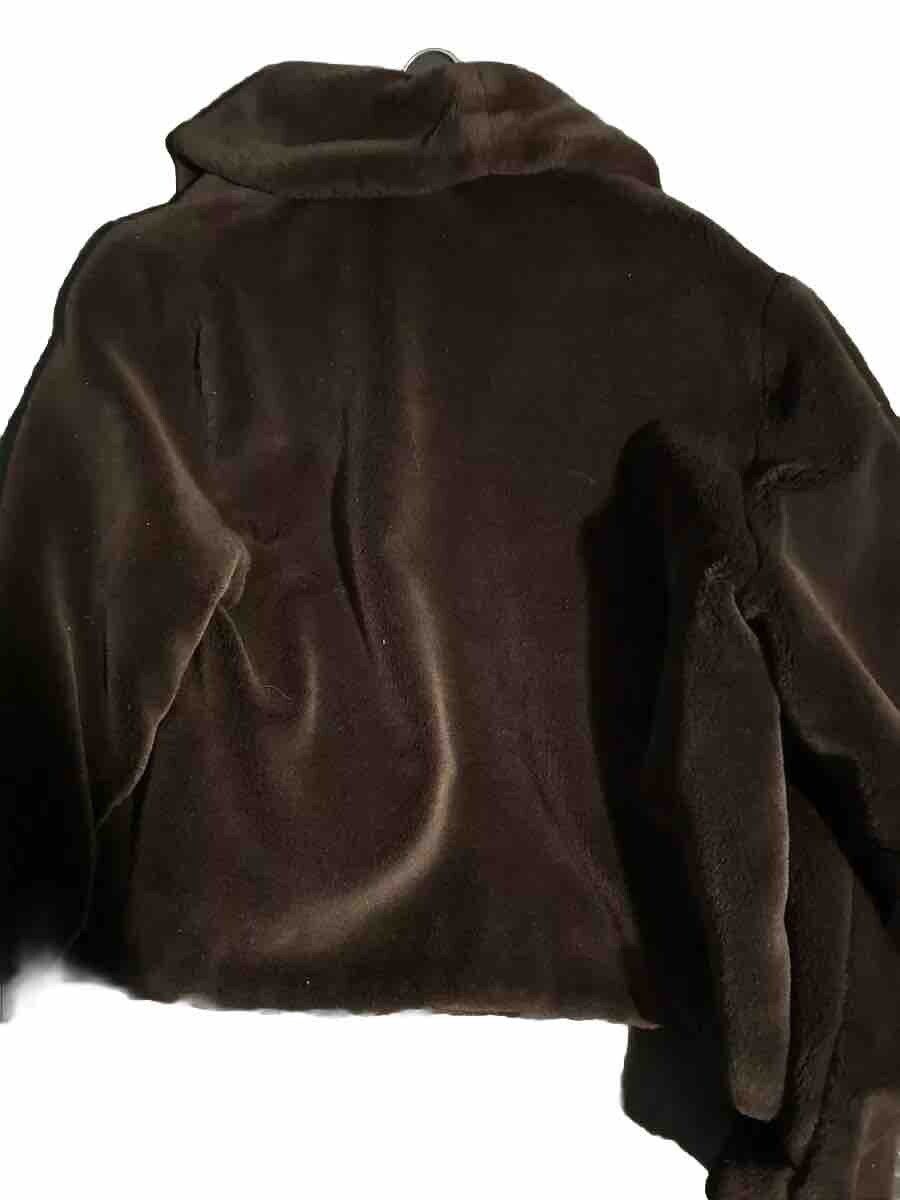 VTG 50s 60s La France Lido Faux Fur Swing Coat Cropped Orlon Dynel Pockets L/XL
