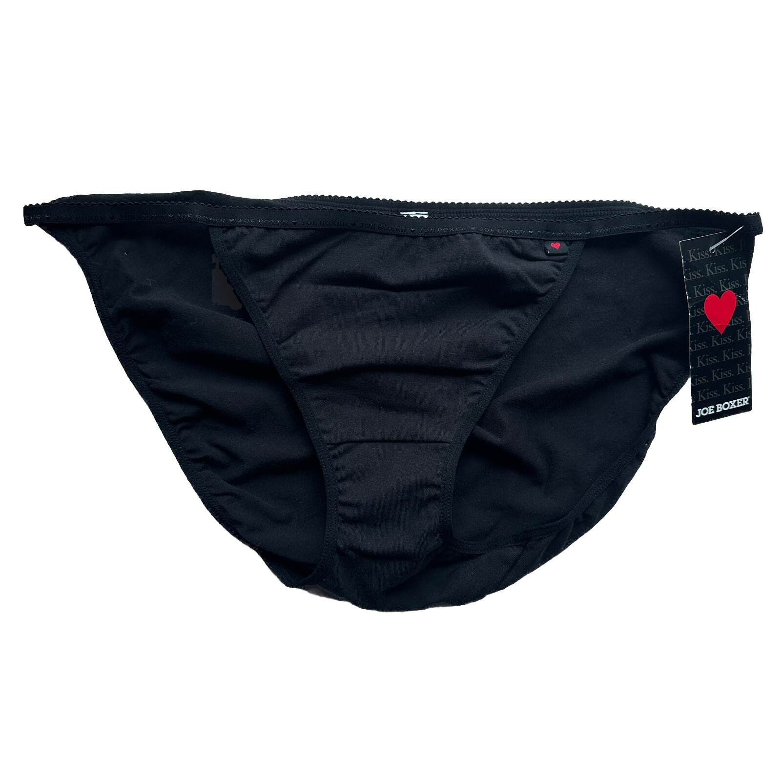 Joe Boxer VINTAGE Signature Logo Cotton String Bikini Panties Sz XL Black NEW