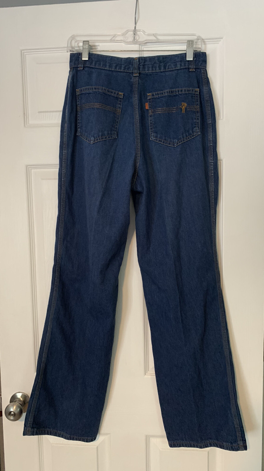 Vintage 70s Levi’s Dark Jeans Classic Straight Cut Orange Tag Embroidered Sz 14