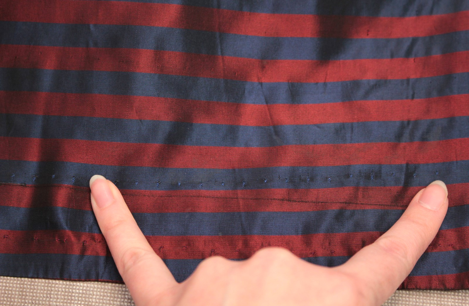 VTG Women’s 40s 50s Maroon & Navy Striped Taffeta Cocktail / Formal Dress XXS/XS