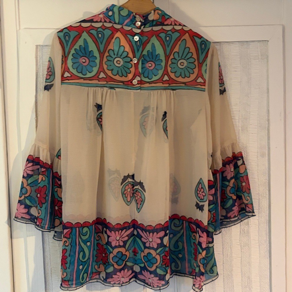 ANNA Sui vintage sheer Boho Style Blouse size M