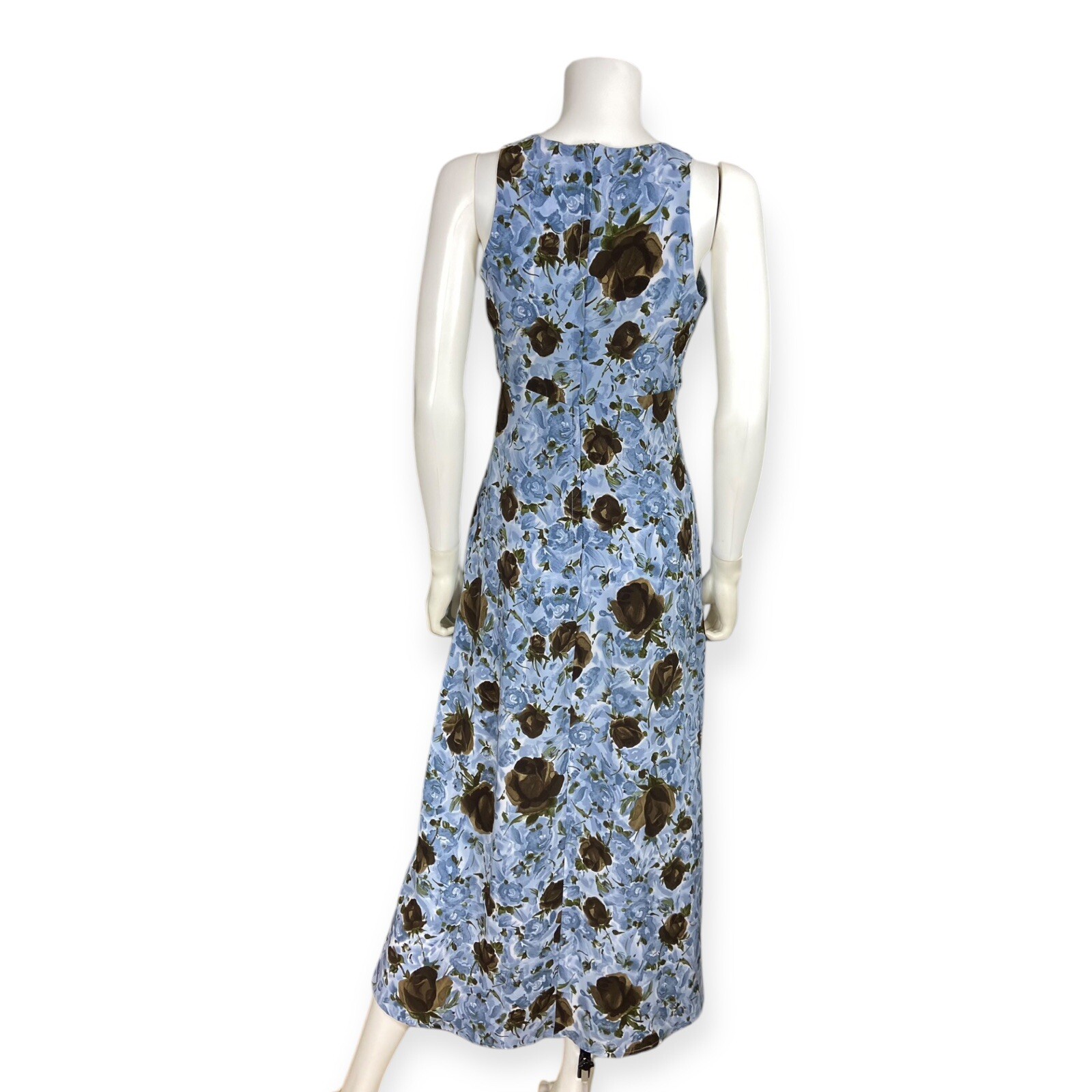 Byer Too! California Women’s VTG 90s Blue Floral Grunge Midi Dress 3