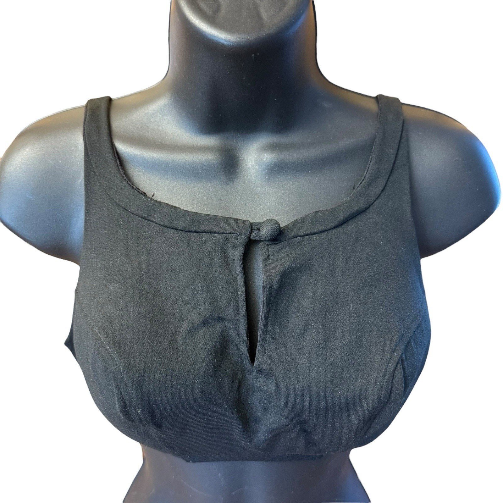 Vintage 60s Elisabeth Stewart Bikini Top 34D Black Nylon Keyhole Pinup Swimwear