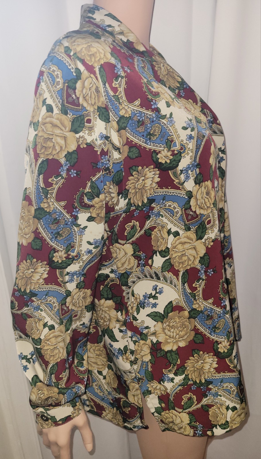 Vtg 1980s Bon Worth Button Up Floral Top Size M