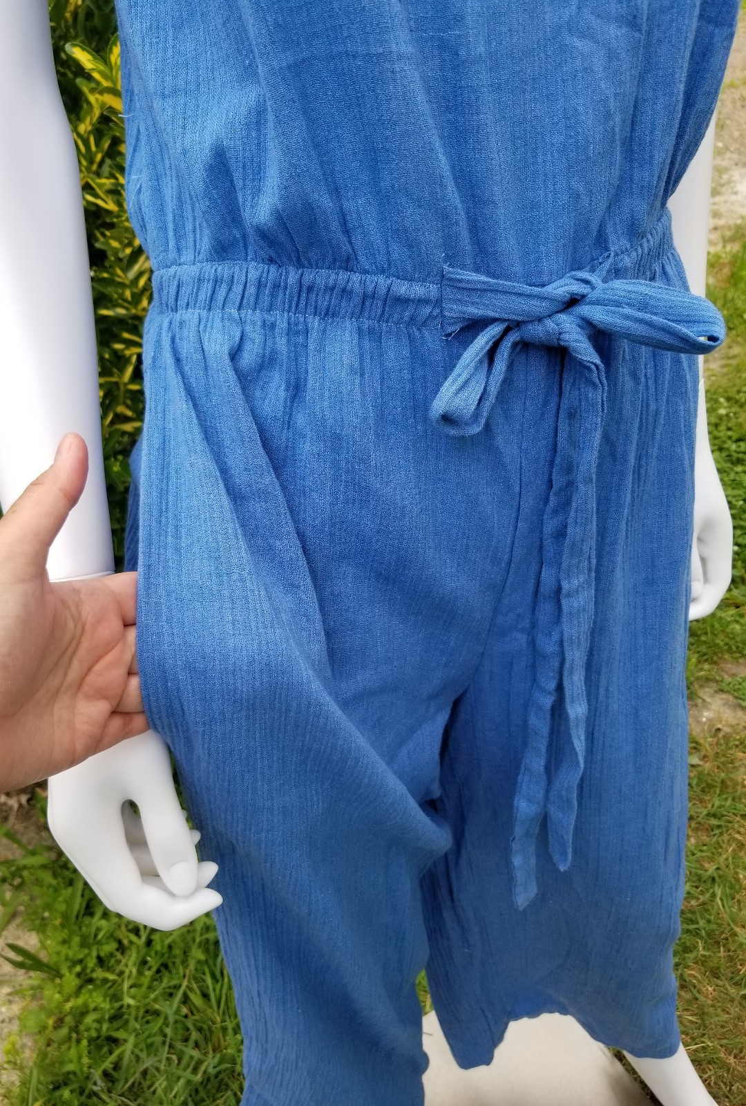 Vintage 1970s „Dutchess”Marine Baby blue wide leg romper jumpsuit nautical SM