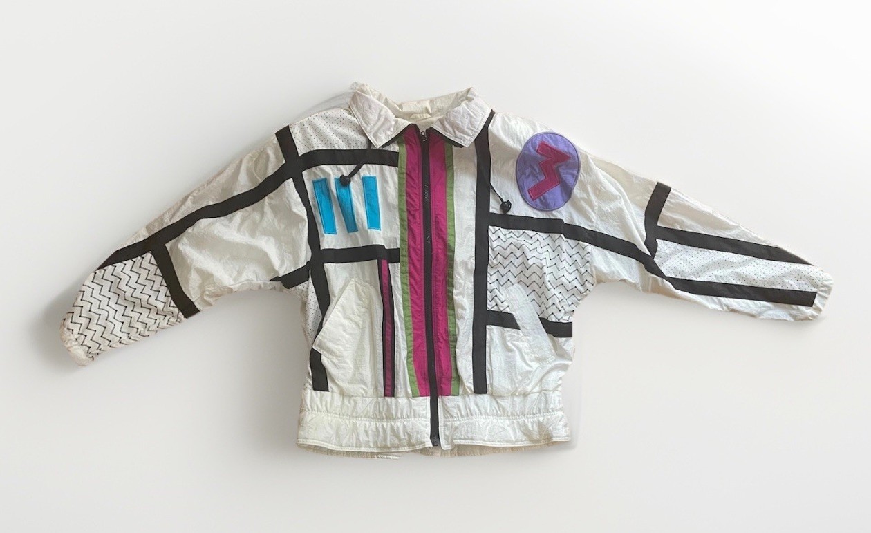 Vintage 90s IZZI Sport Windbreaker Tracksuit White Nylon Colorblock Retro L