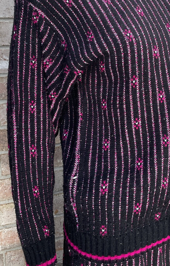 Sweater Skirt Set Medium turtleneck knit pink black bear crossing High Neck ReAD