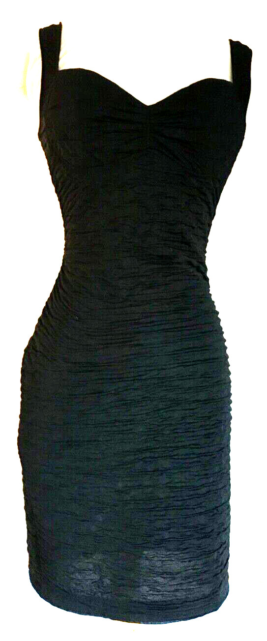 Vintage Black Mini Dress Bodycon Short All That Jazz M Club Cocktail 90s Sexy