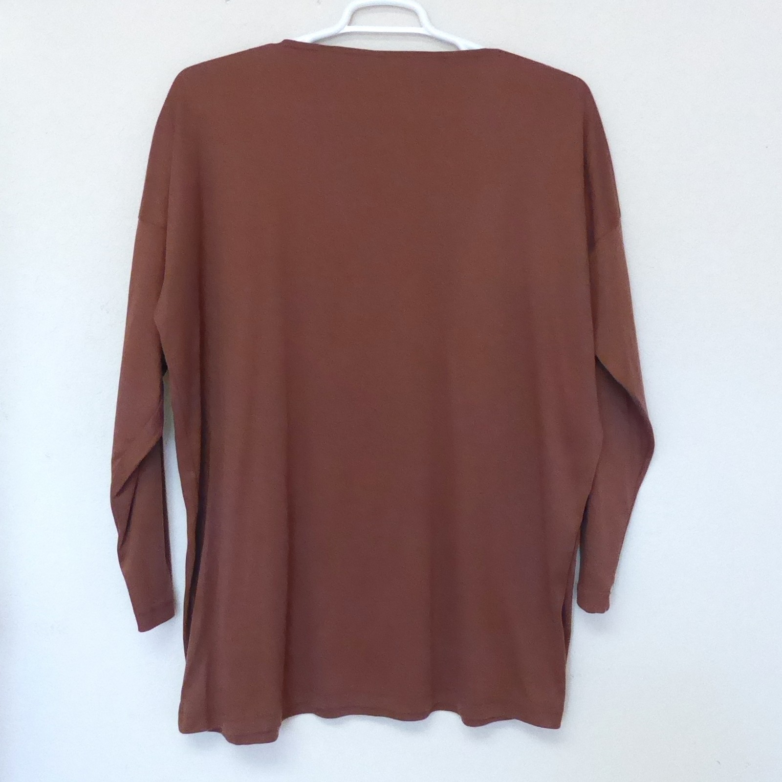 1980s Vintage Units brown drop shoulder long sleeve tunic top one size fits most
