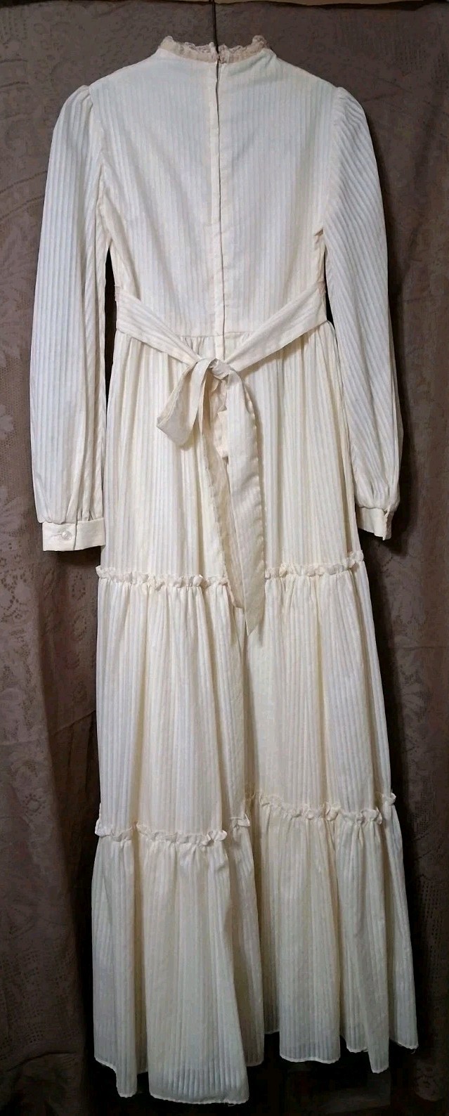 1970’s Long Boho Style Ivory Lace Up Bodice Cotton Dress By Zum Zum