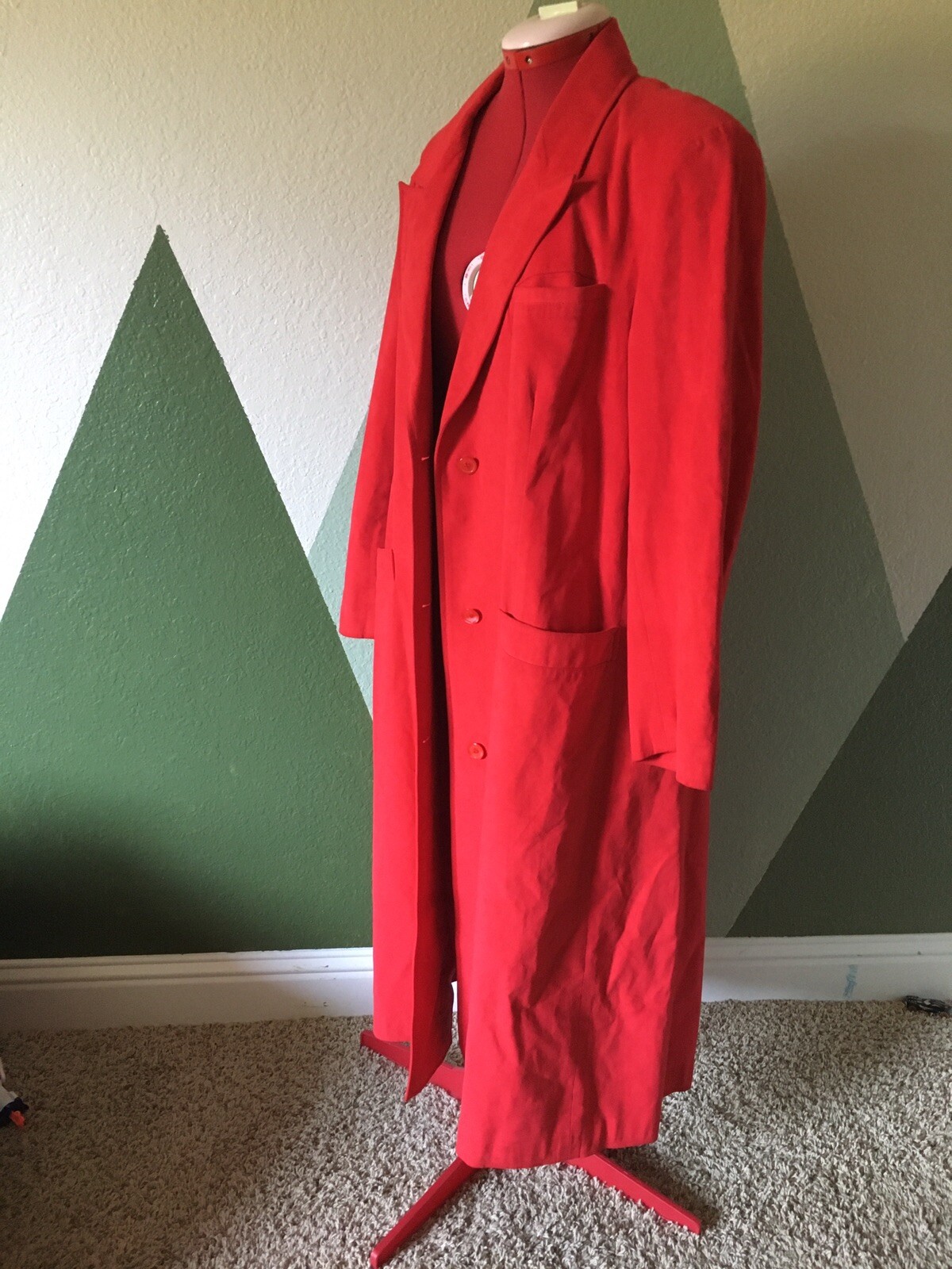 Vintage Samuel Robert Red Coat Womens Peter Hatsi Androu Soft Long Jacket L XL
