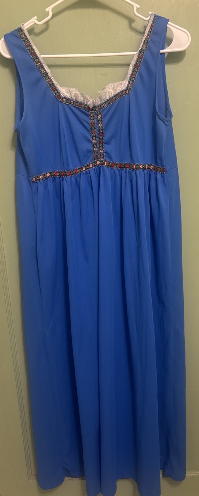Vtg Oktoberfest Boho 70s 80s Ren Faire Dress Nylon Size Lg 18-20 Ptp