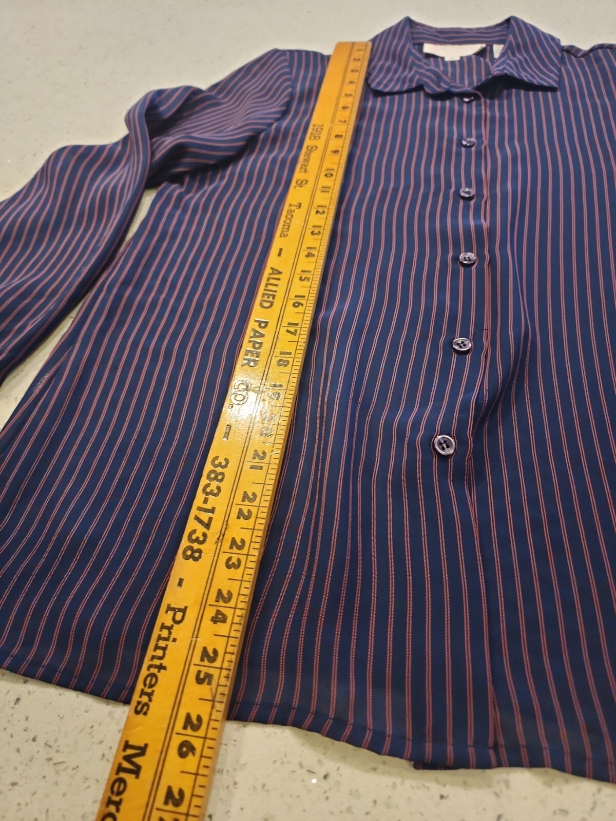 Vintage Lady Arrow Shirt Top Button From 10 Blue Pink Pin Stripes