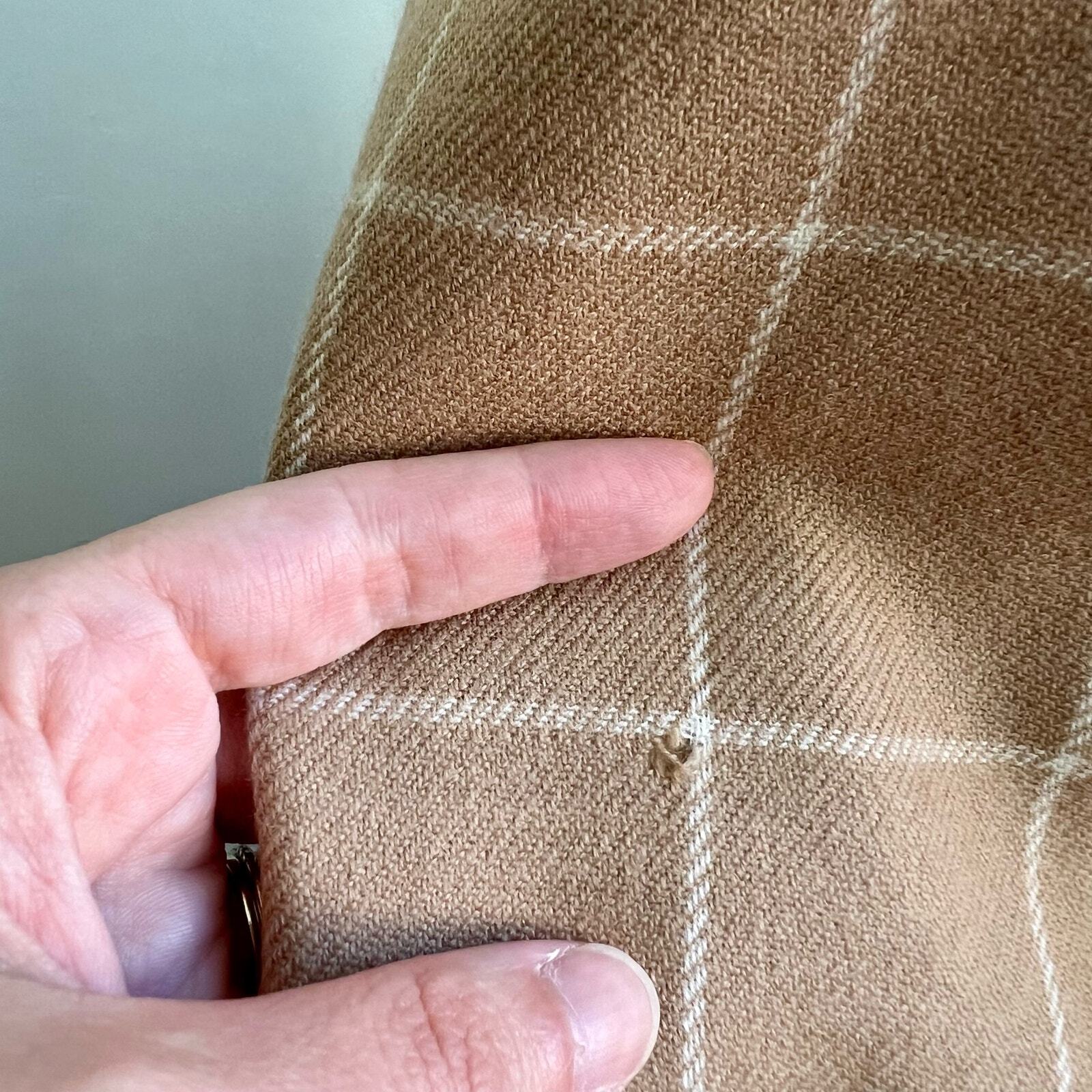 Vintage Talbots Wool Cashmere Tan Brown Plaid Windowpane Blazer Jacket Women 10P