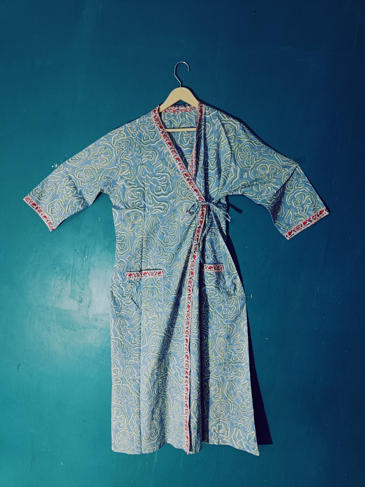 New kaftan Dress AAA Quality Fabric Hand Block Floral Print kimono bathrobes,