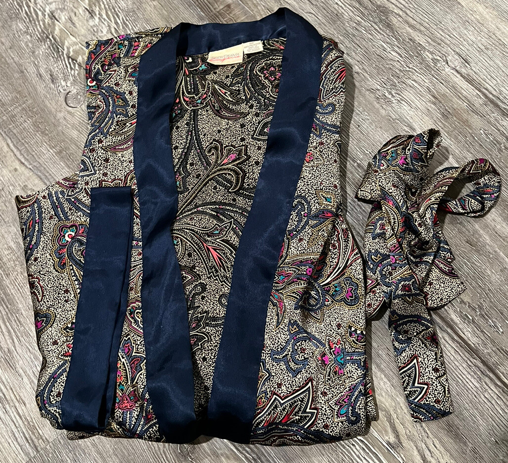 VTG 80’s Body Drama Lingerie Women’s Multicolored Paisley Print Kimono SS Robe M