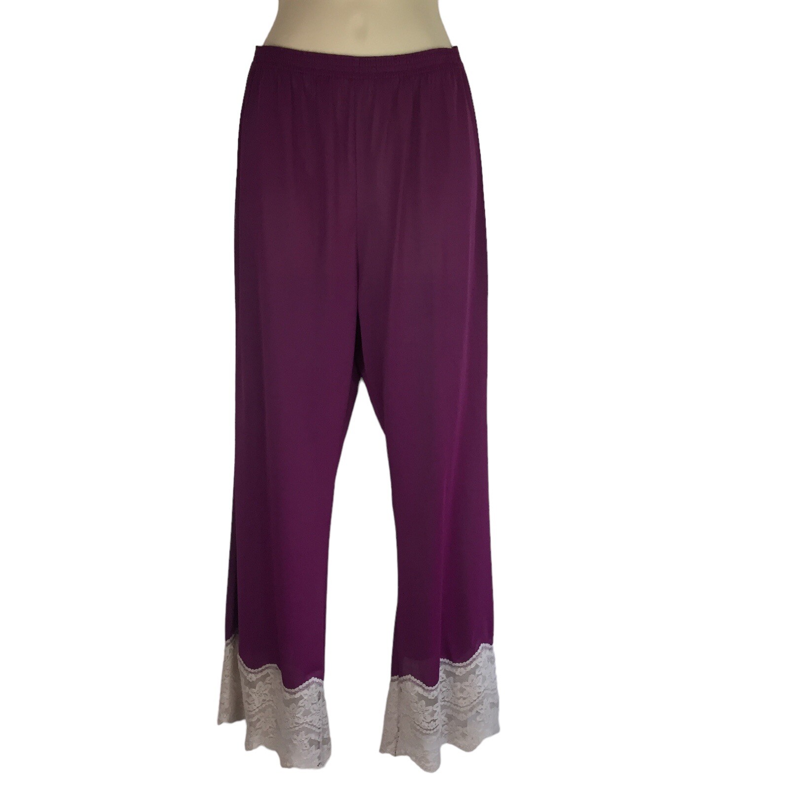 60’s Gilead S Nylon & Lace Pajamas 2 Pc Loungewear Tunic & Pants 24″-32″ Waist