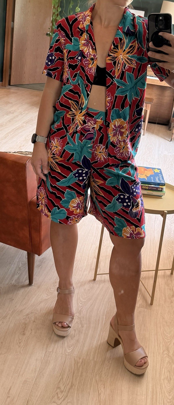 Vintage 80s/90s Sag Harbor 2-Piece Abstract Floral Short Set