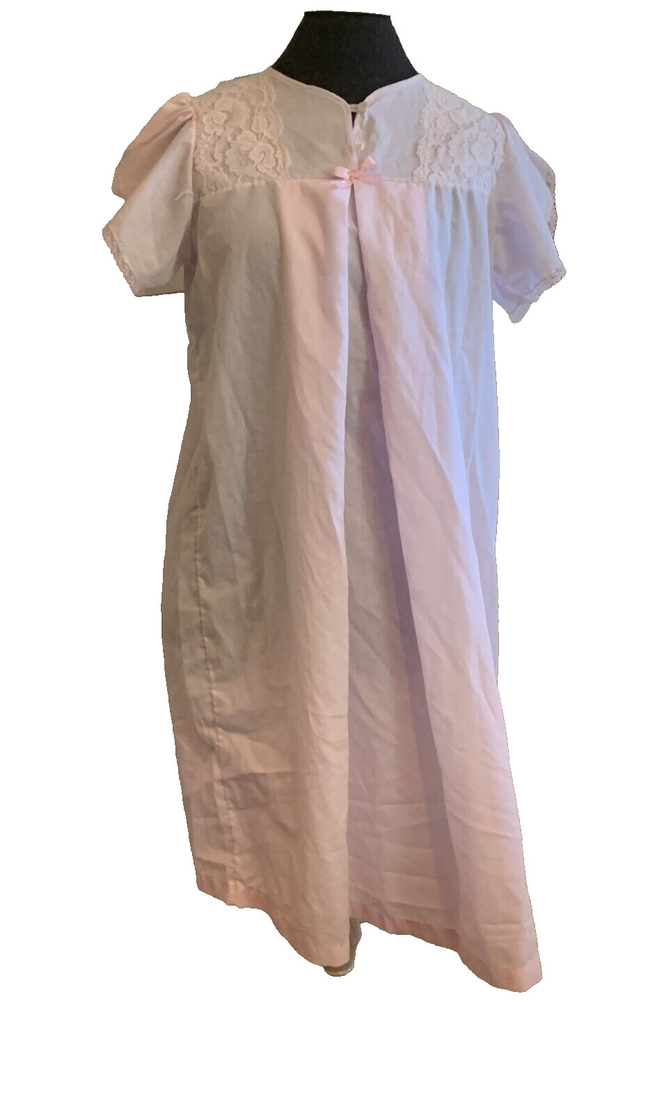 Vtg 70s Nightgown Breastfeeding Nursing Nancy King Pink Cotton Blend Sz S