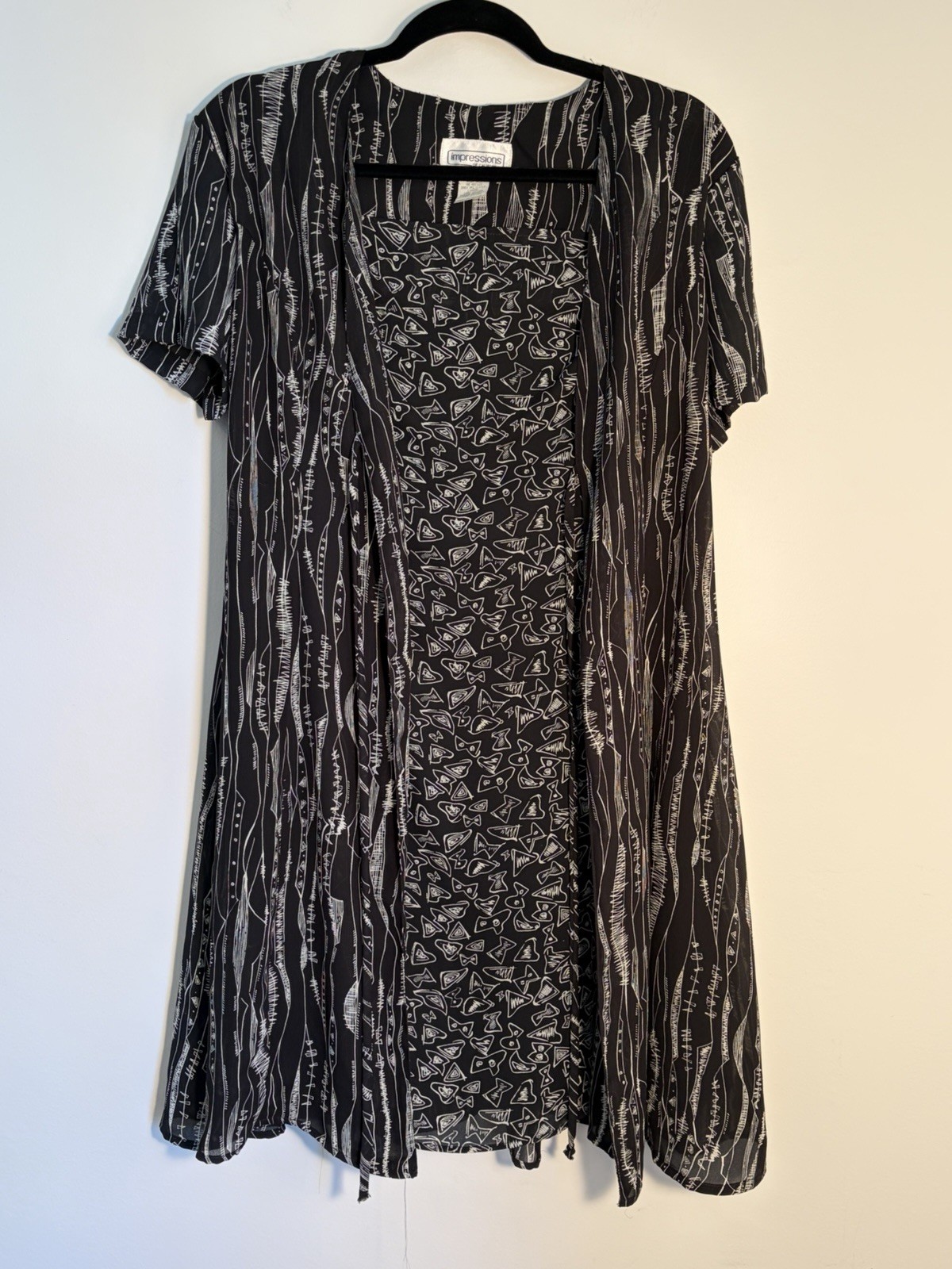 Vintage 90’s Grunge Impressions of California Abstract Layered Jacket Dress M