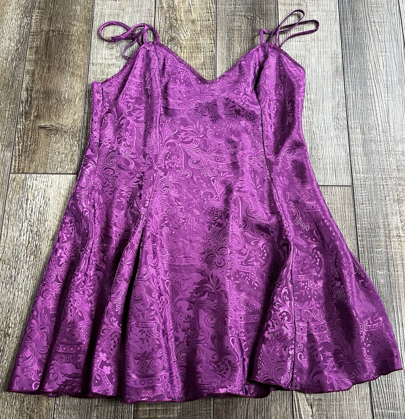 90s Vintage Victorias Secret Gold Label Violet/Plum Mini Slip Dress Medium