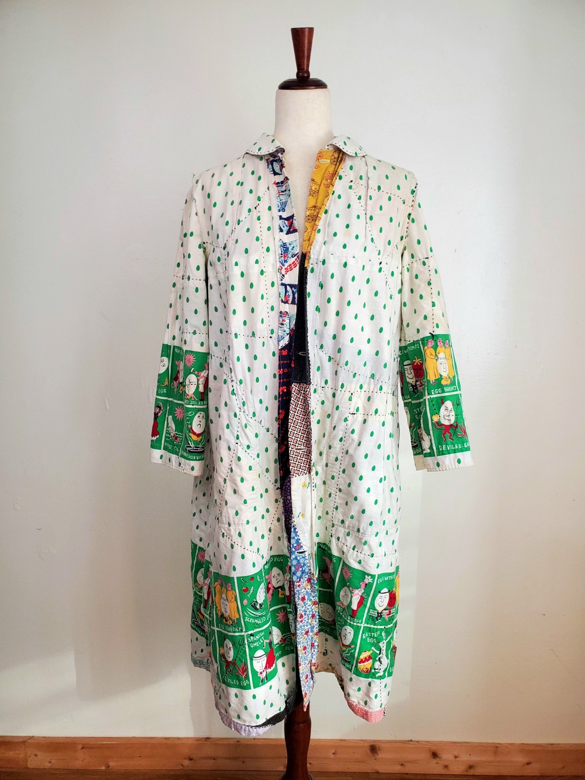 Vintage 1950s Crazy Quilt Chore Coat Jacket Patchwork Magnolia Pearl Handmade