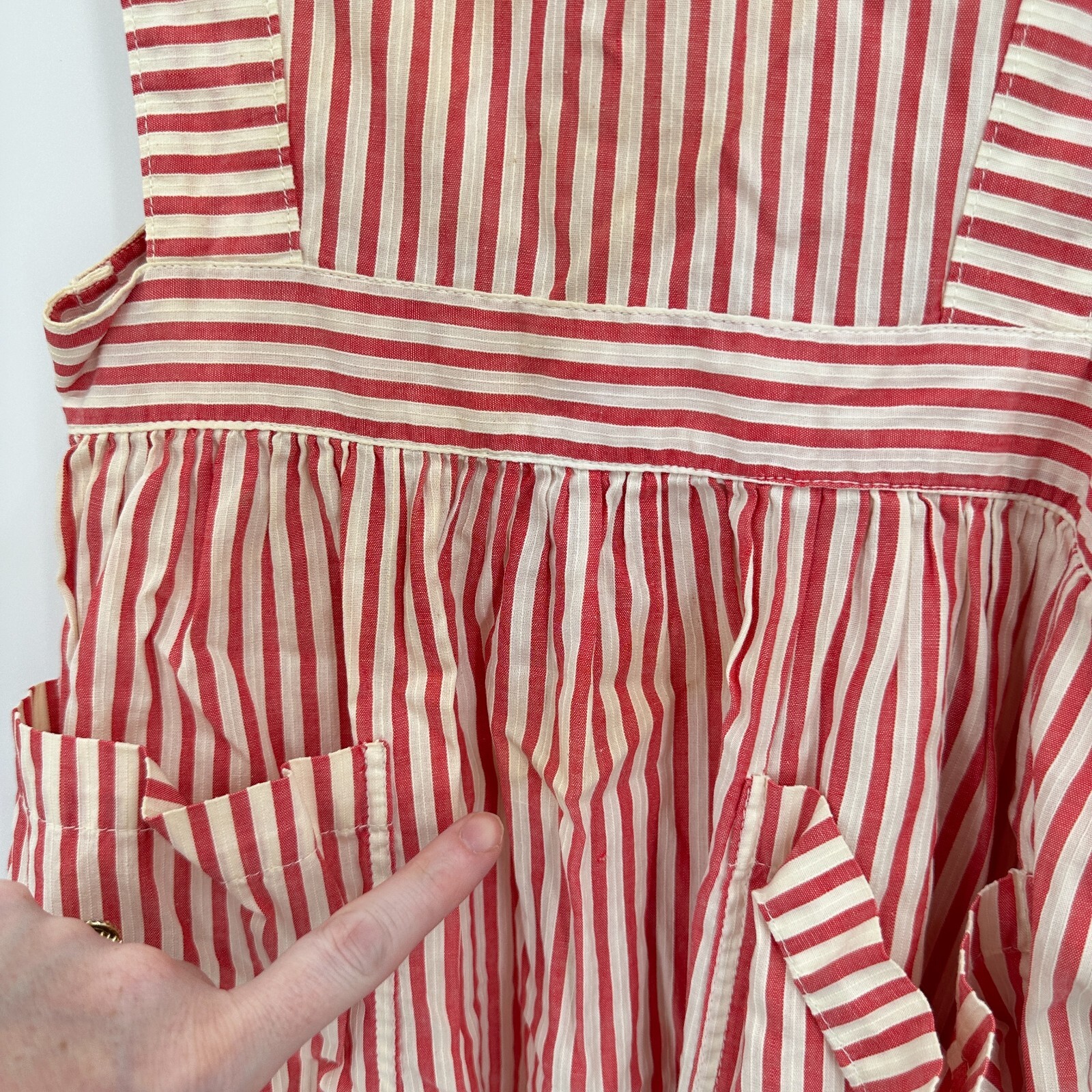 Vtg Shane Uniform Co Candy Striper Dress 12 Red Tucson Medical Center Sanforized