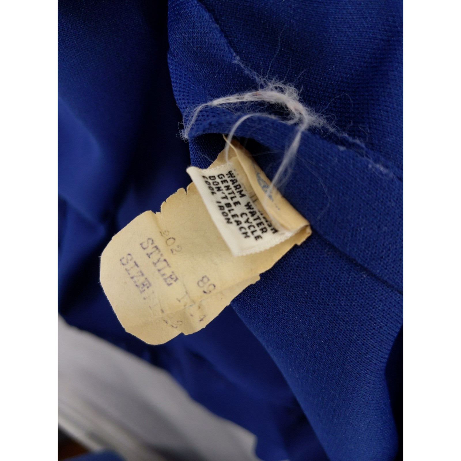 Vintage 60s Minx Mod Dress Sz S Blue Long Sleeve Mock Neck Chevron Fit Flare