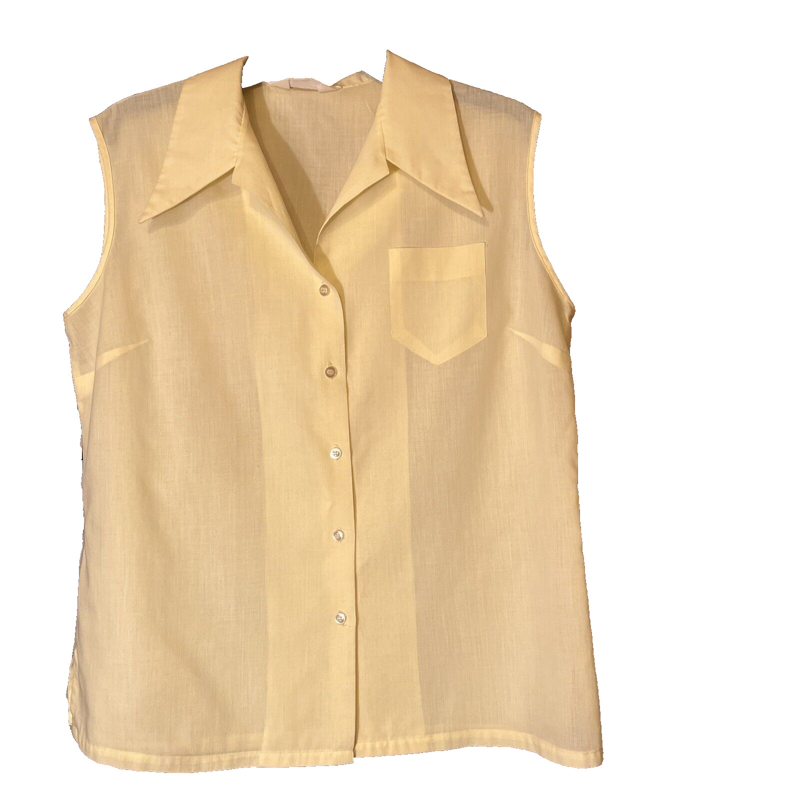 VTG Judy Bond Sleeveless Blouse Light Yellow Size 20