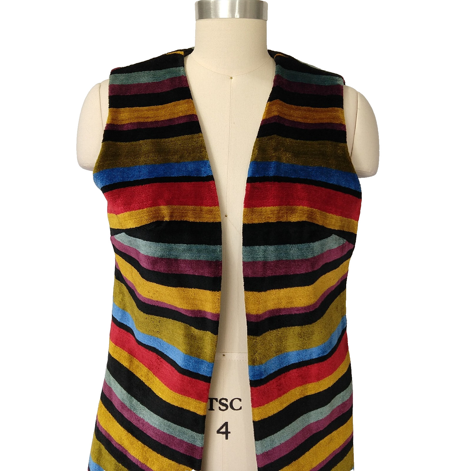 Aladdin Vintage Vest Tapestry Boho Hippie Carpet Striped Festival Size M Long