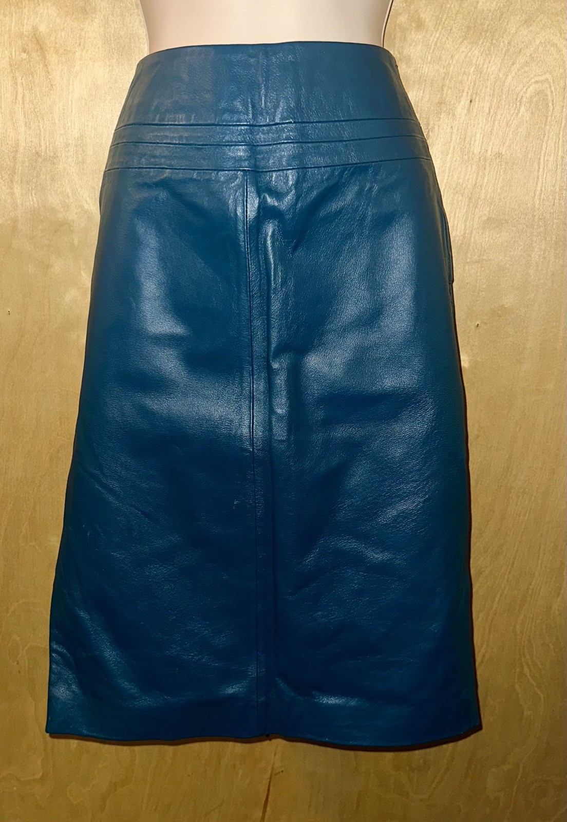 Lot 2 80s/90s Vintage Leather Teal/Silver Pencil Skirts 6,Liilie Rubin/Carabella
