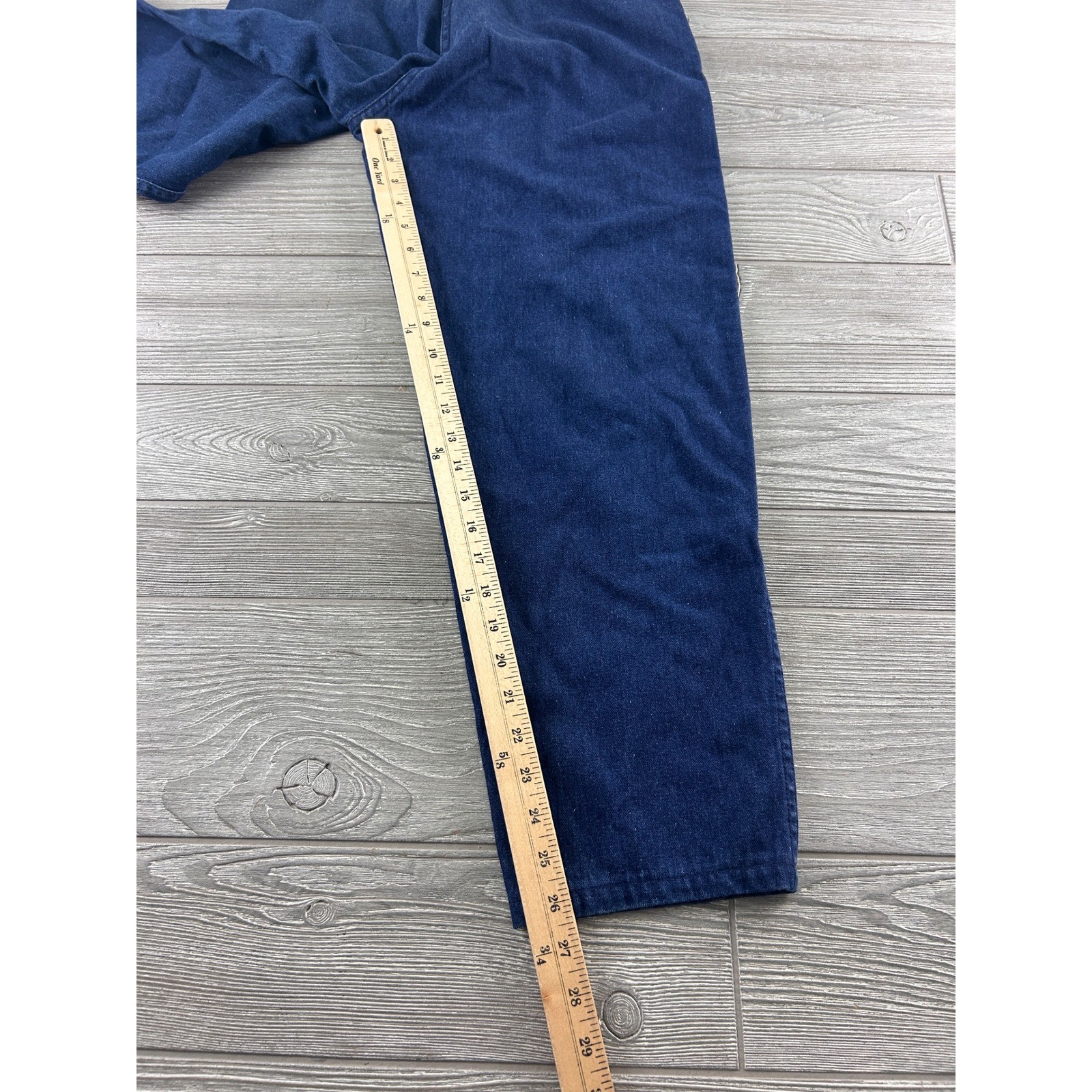 Vintage High Waisted Wide Leg Denim Trousers Indigo Blue Cotton Pants 284-00P 12