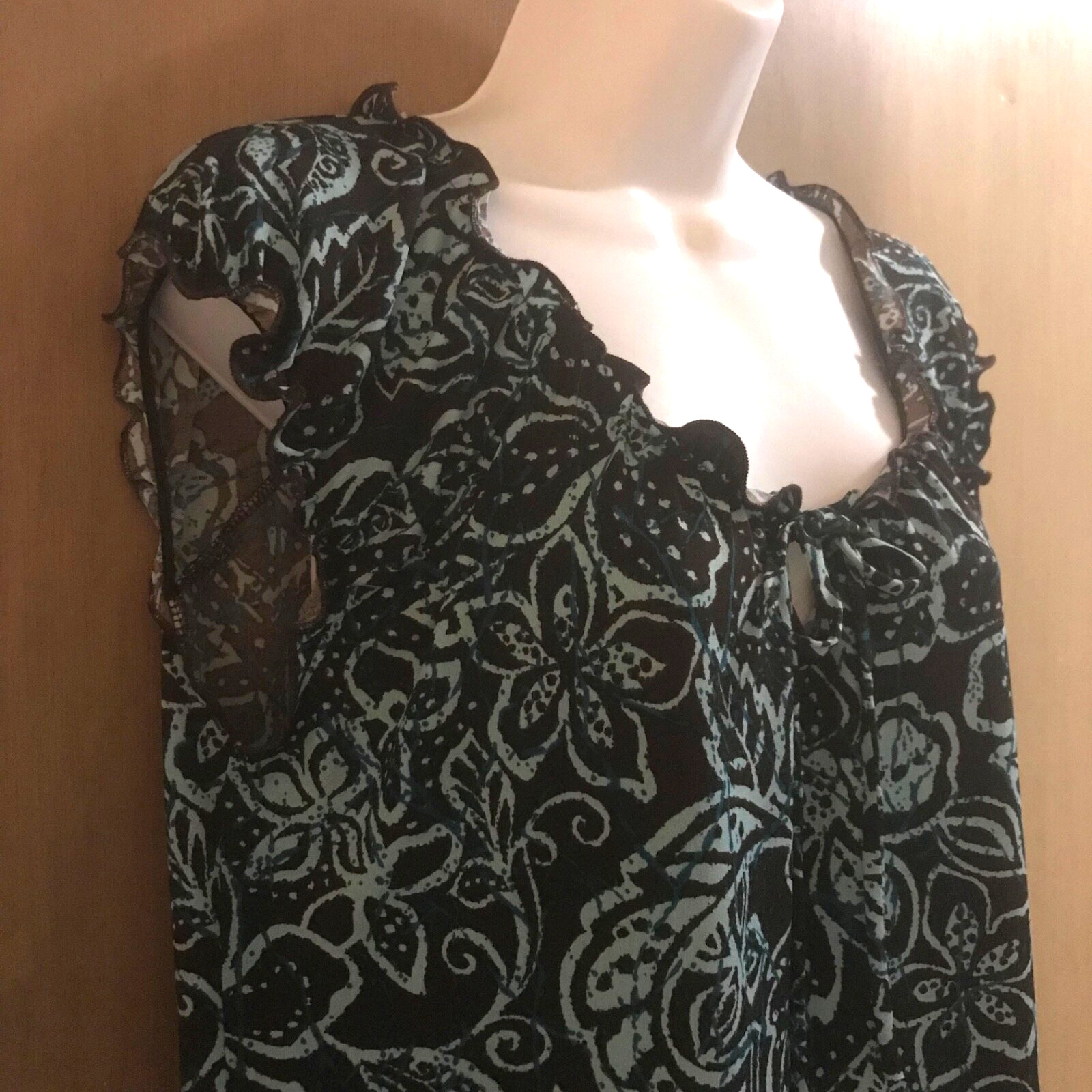 Vintage Carol Rose Brown and Teal Floral Milkmaid Top Y2k Whimsigoth Fairy