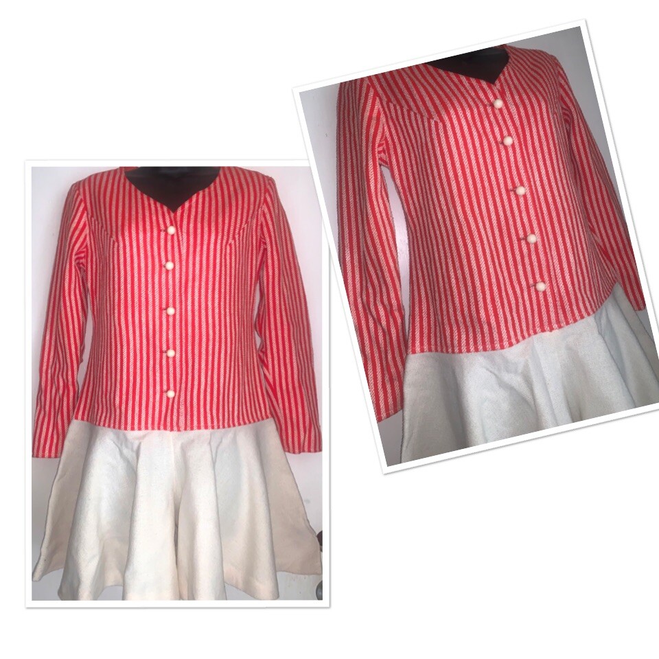Vtg 70s california charmer by charm of hollywood jumper red stripe wool blend