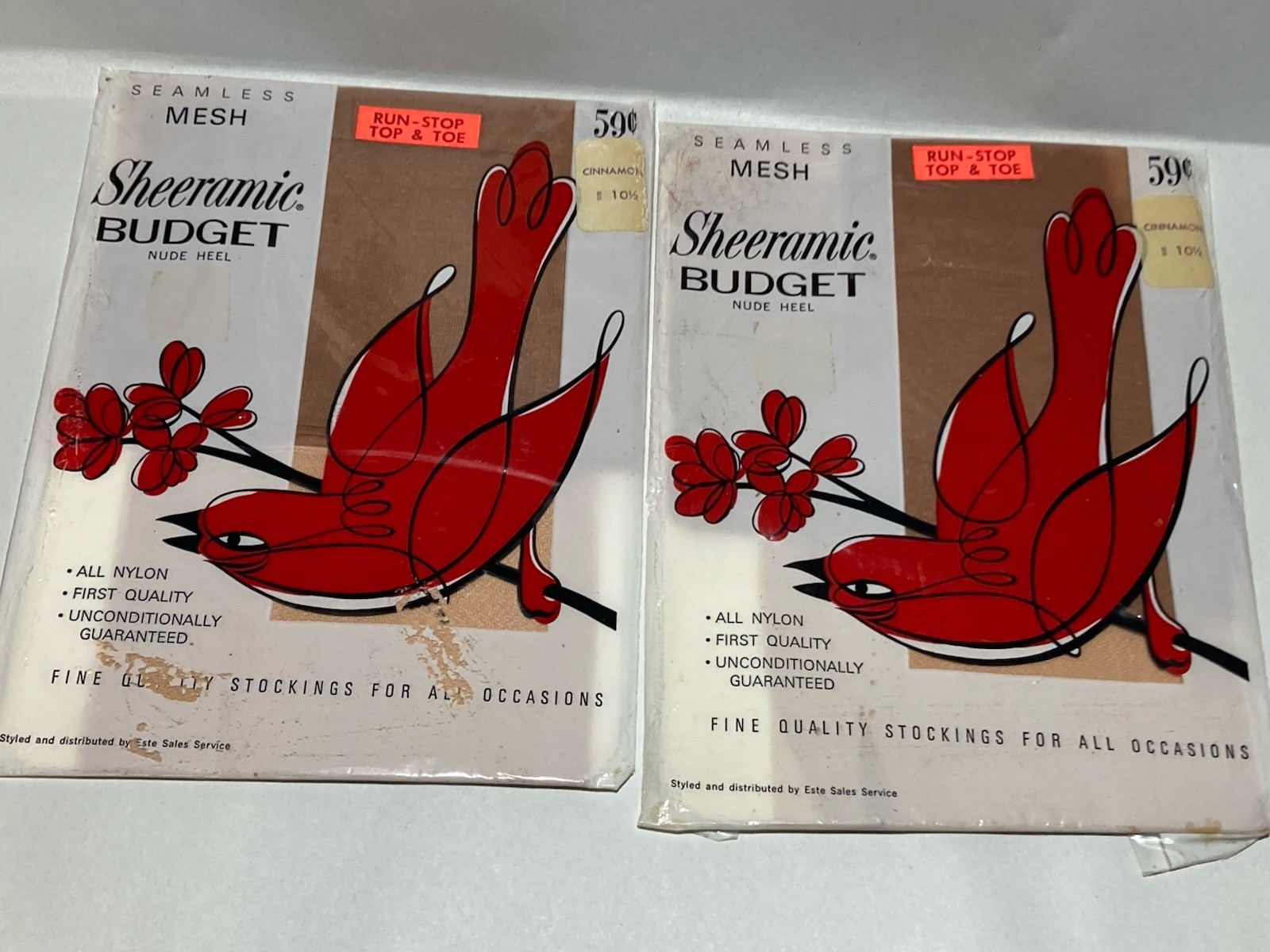 Lot of 2 Vintage Sheeramic Stockings Budget Seamless Mesh Nylons 10.5 Cinnamon