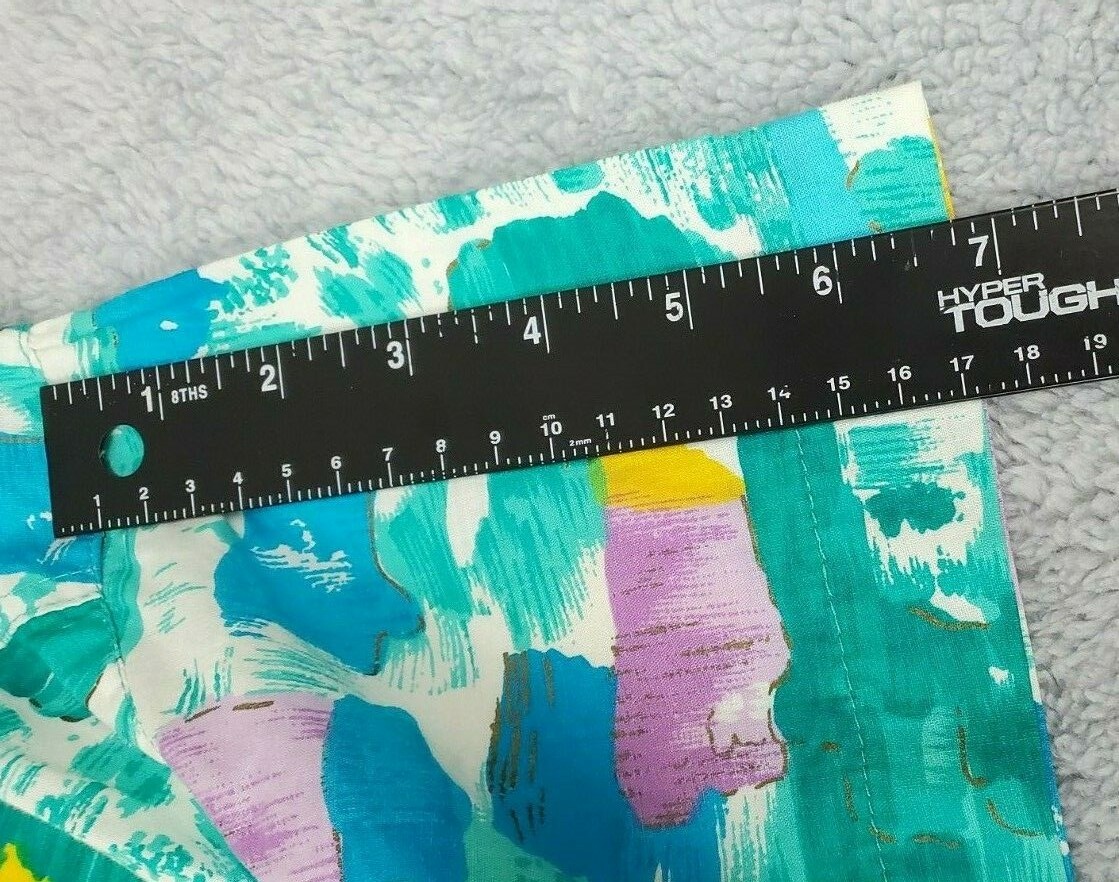 Vtg 80s Watercolor Painting Multicolor Short Sleeve Top 1/2 Button Down Sz Med