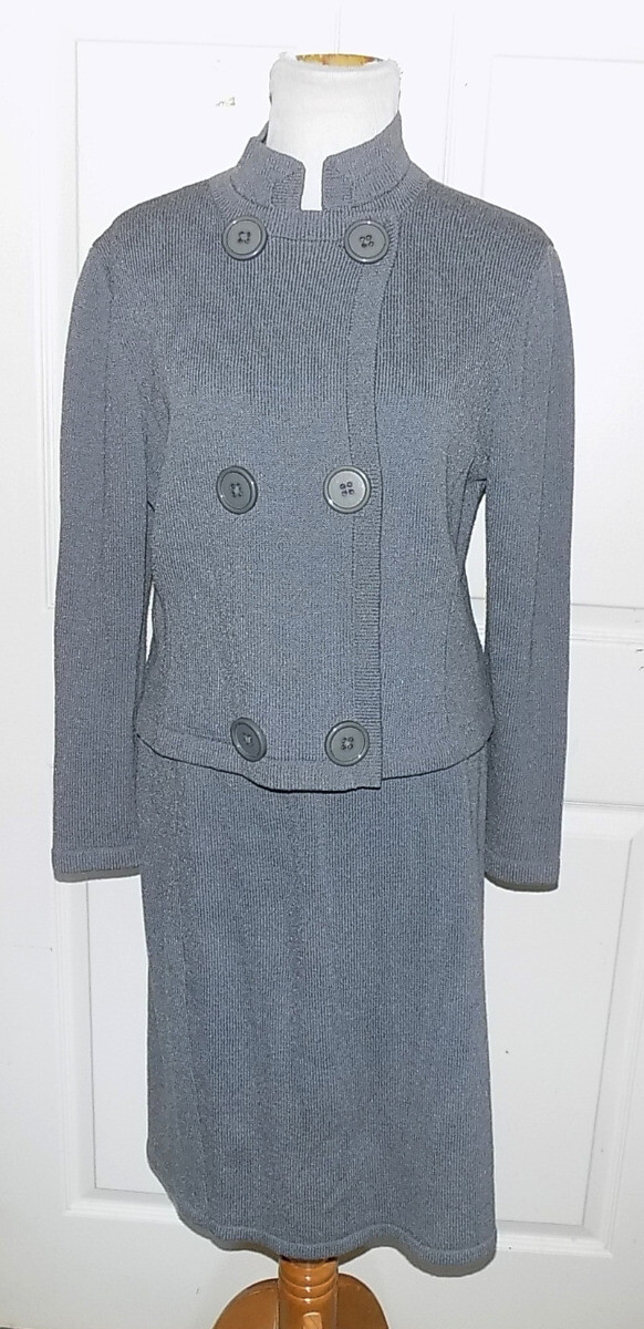 Vintage Gray Knit Double Breasted Suit Don Sayres for Wellmore Size 10 B40