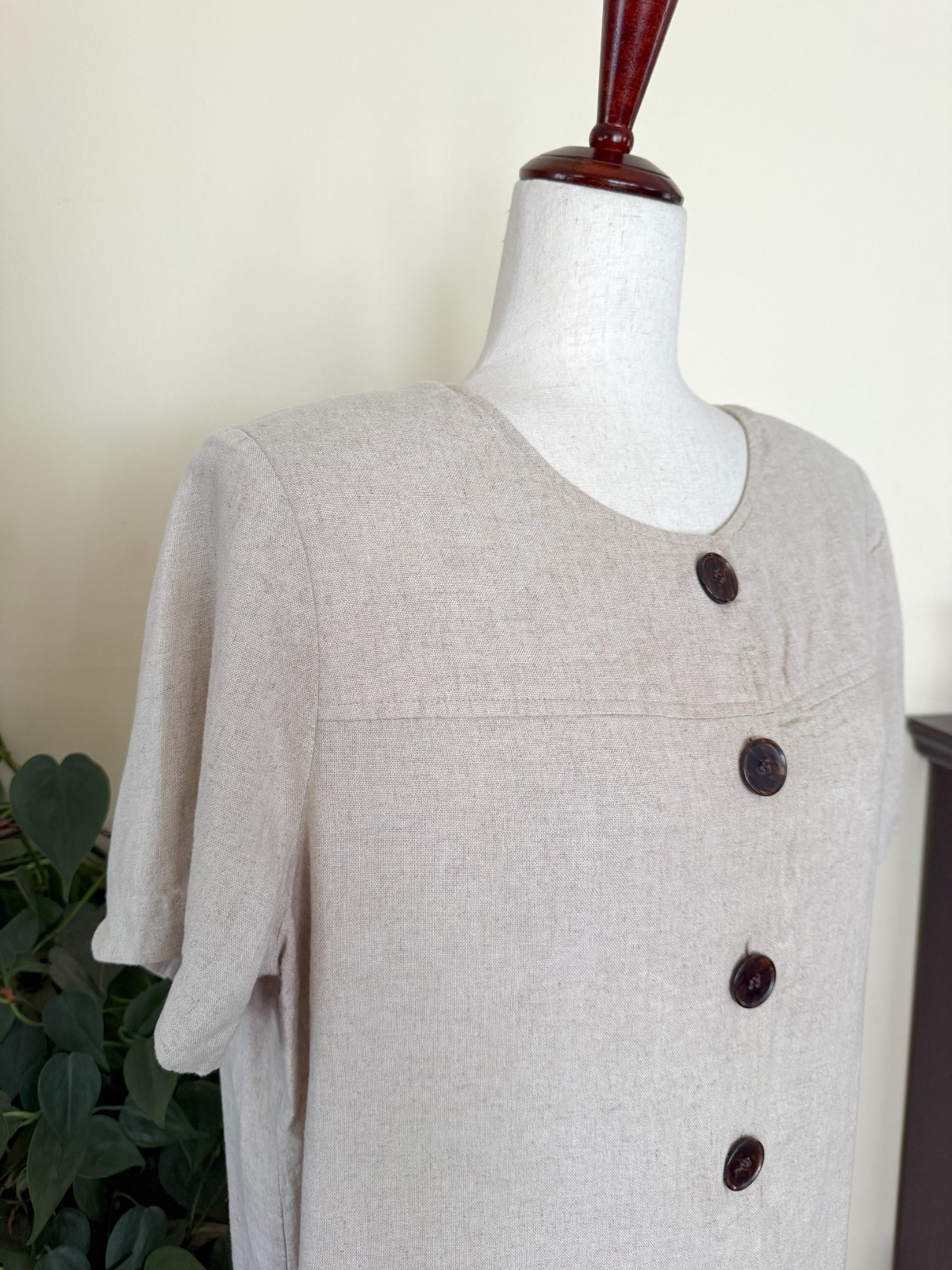 Vintage Brett Alixander Button Down Linen Dress sz 16