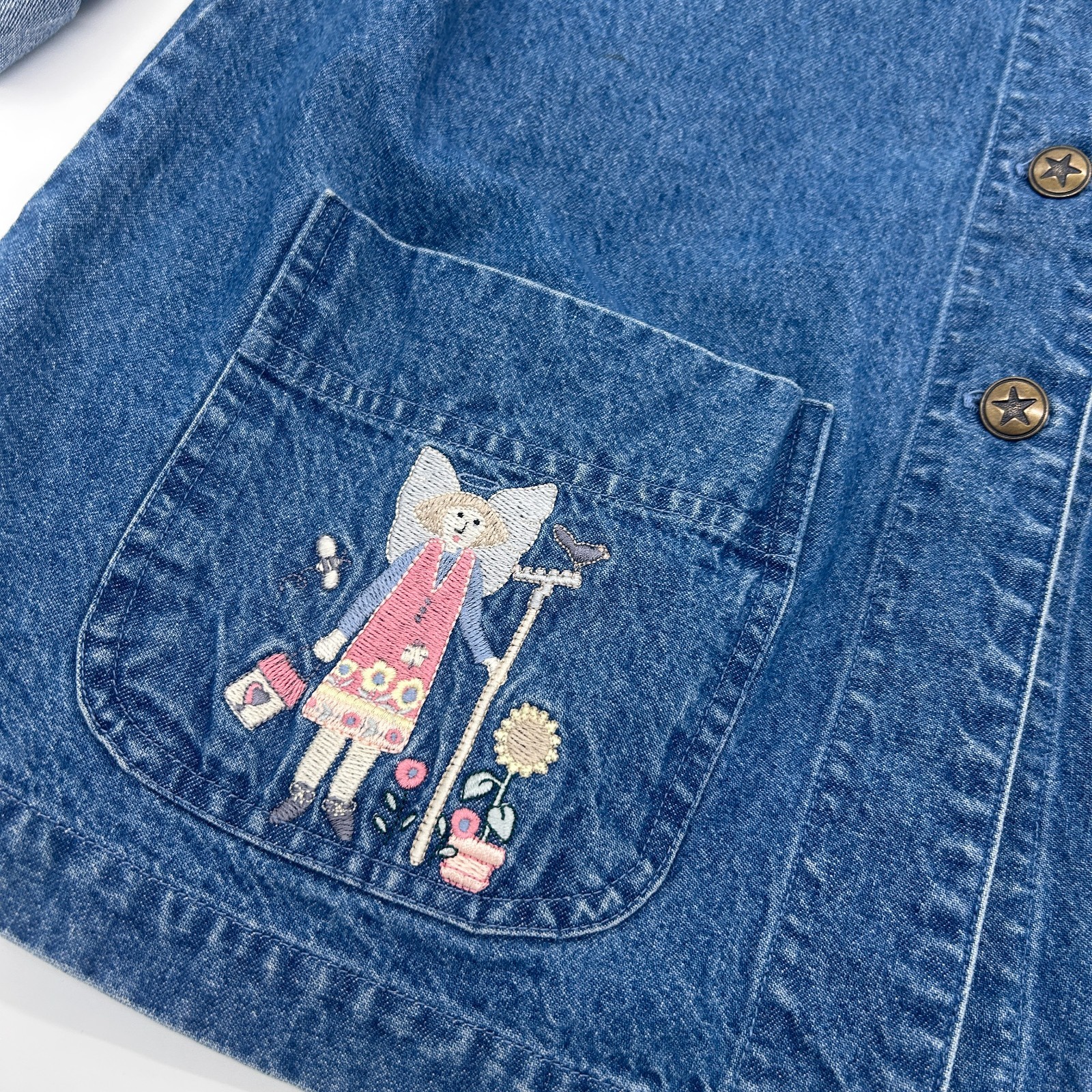 Vintage 90s Denim Chore Jacket Christopher Banks Grandma Core Cottage Medium